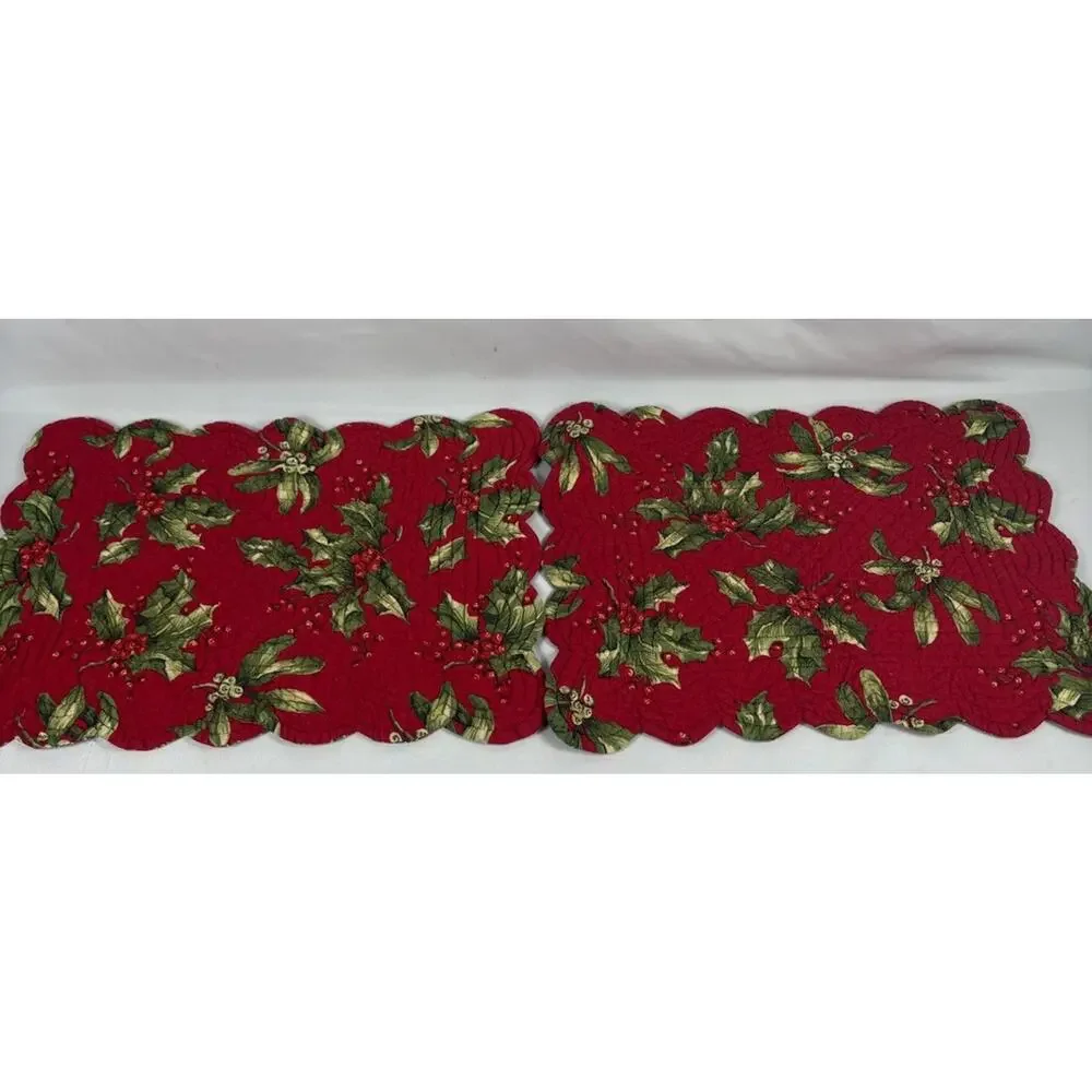 Holiday quilted festive placemats 2 Sets Of 2 FALL Autumn Christmas